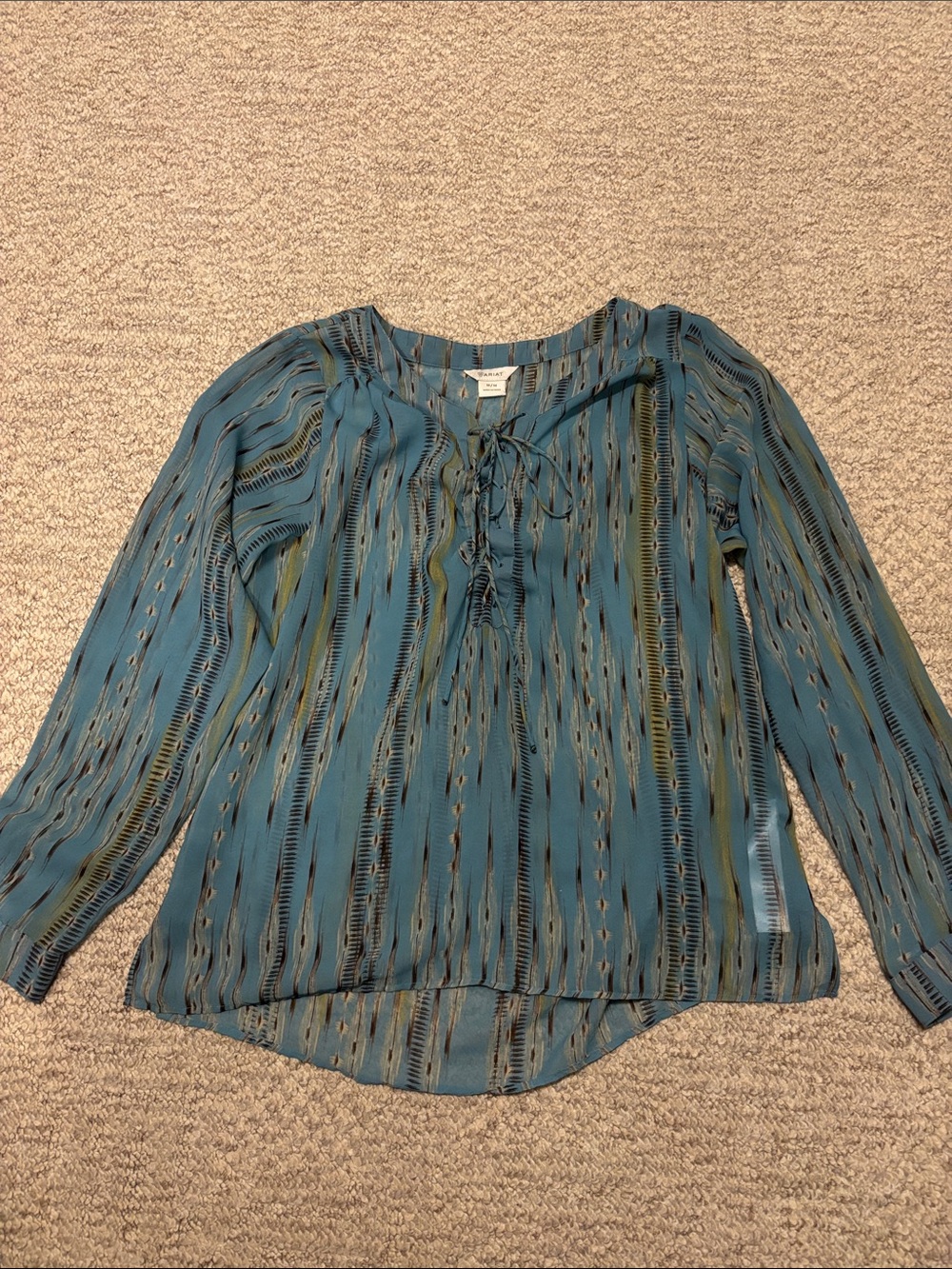 Ariat Medium Lightweights Teal Patterned Long-Sleeve Women's Sheer Blouse